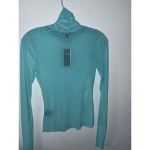 AFRM Sheer Aqua Blue Top S Turtleneck See Thru New Nordstrom Rack